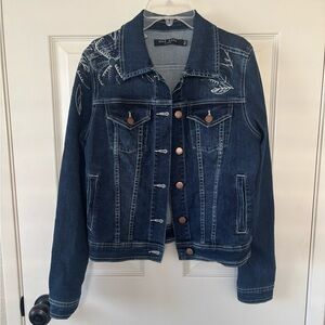 Max Jeans Dark Denim Jacket w/Embroidered Detail XS